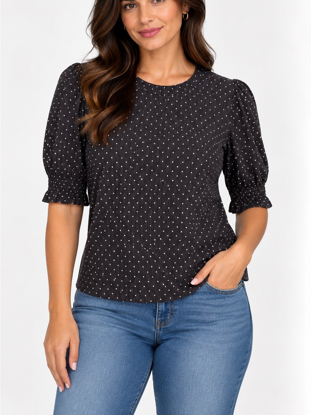 Seed Australia Black Polka Dot Puff Sleeve Blouse